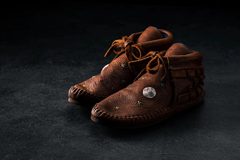 Brown Designed Moccasin with a moon and the stars